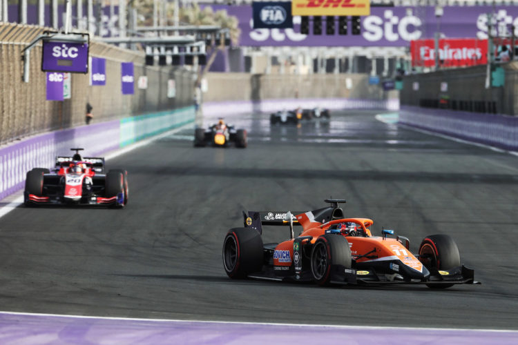 autos, formula 2, motorsport, drugovich, mpmotorsport, drugovich dominates f2 feature race in jeddah
