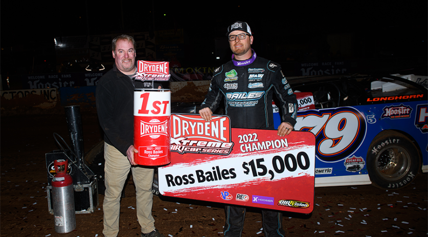 all dirt late models, autos, cars, bailes overcomes 17-point deficit to win xtreme title