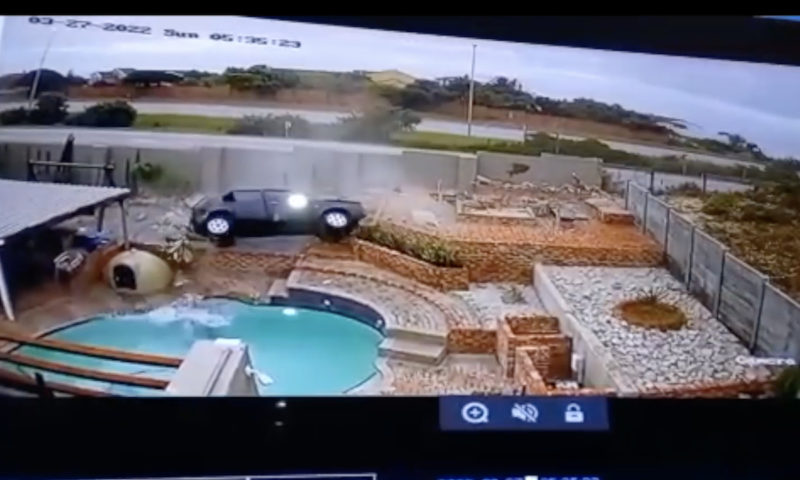 autos, cars, news, accident, cctv, citi golf, crash, volkswagen, vw, watch: vw citi golf demolishes wall and sends driver for a swim