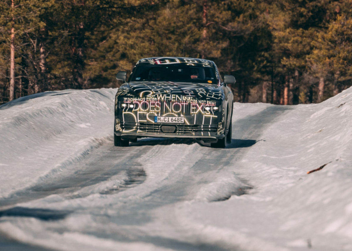 autos, cars, rolls-royce, coupes, electric cars, luxury cars, rolls-royce spectre, videos, youtube, watch the 2024 rolls-royce spectre as it undergoes winter testing