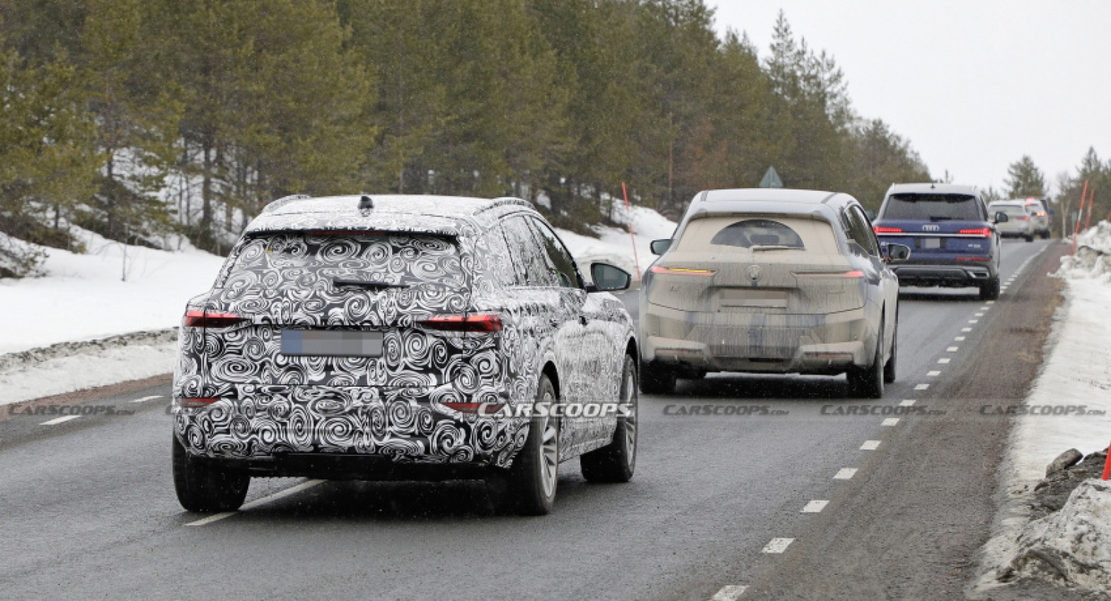 audi, autos, cars, news, audi e-tron, audi q6, audi scoops, electric vehicles, scoops, 2024 audi q6 e-tron front end completely uncovered in latest spy shots