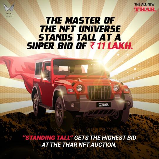 autos, cars, mahindra, indian, industry & policy, mahindra thar, nft, thar, mahindra's first thar nfts garner bids worth rs 26 lakh