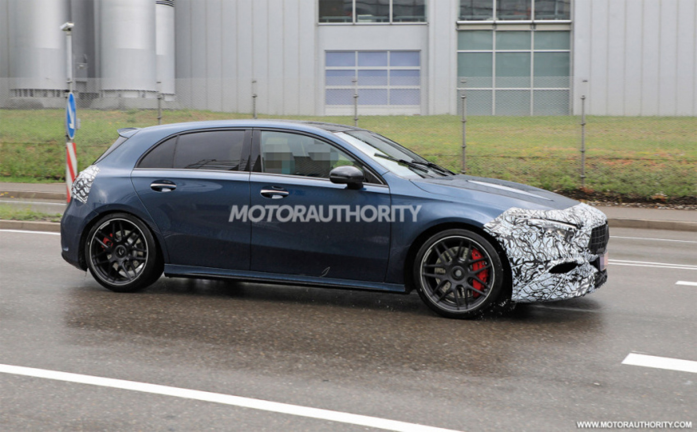 autos, cars, mercedes-benz, mg, hatchbacks, luxury cars, mercedes, mercedes-benz a class news, mercedes-benz news, performance, spy shots, 2023 mercedes-benz amg a45 hatchback spy shots: mid-cycle update on the way