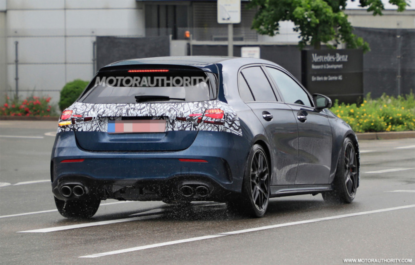 autos, cars, mercedes-benz, mg, hatchbacks, luxury cars, mercedes, mercedes-benz a class news, mercedes-benz news, performance, spy shots, 2023 mercedes-benz amg a45 hatchback spy shots: mid-cycle update on the way