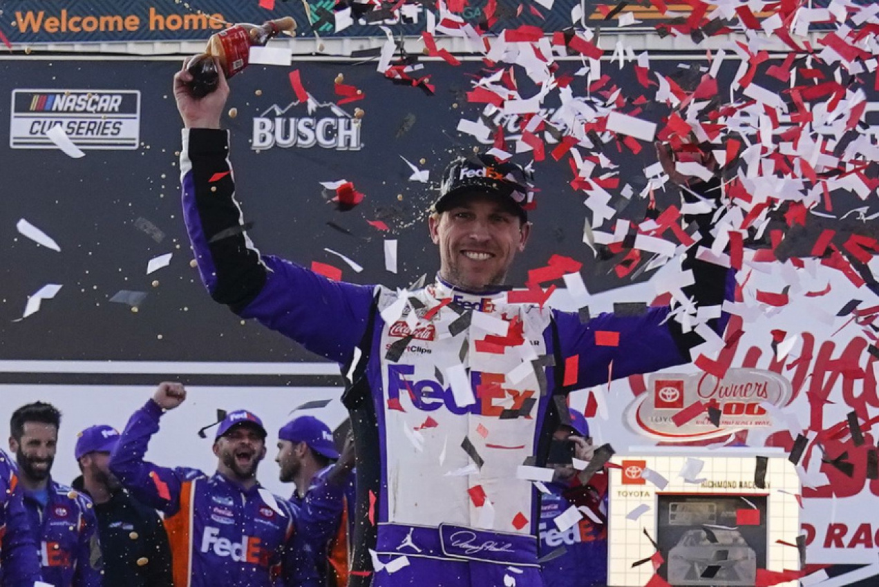 autos, cars, nascar, breaking, richmond results: how denny hamilin became nascar's seventh different winner this season