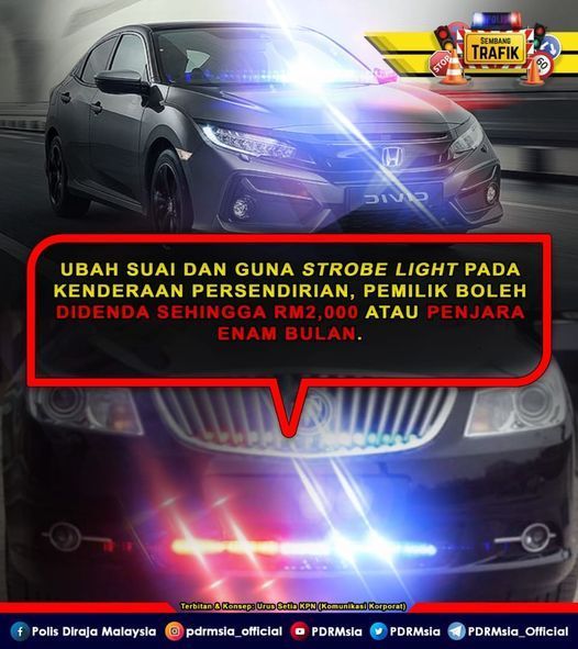 autos, cars, reviews, akta pengangkutan jalan, hukuman, insights, penggunaan lampu strob pada kenderaan persendirian, polis diraja malaysia (pdrm), penggunaan lampu strob pada kenderaan persendirian – apa kata polis?