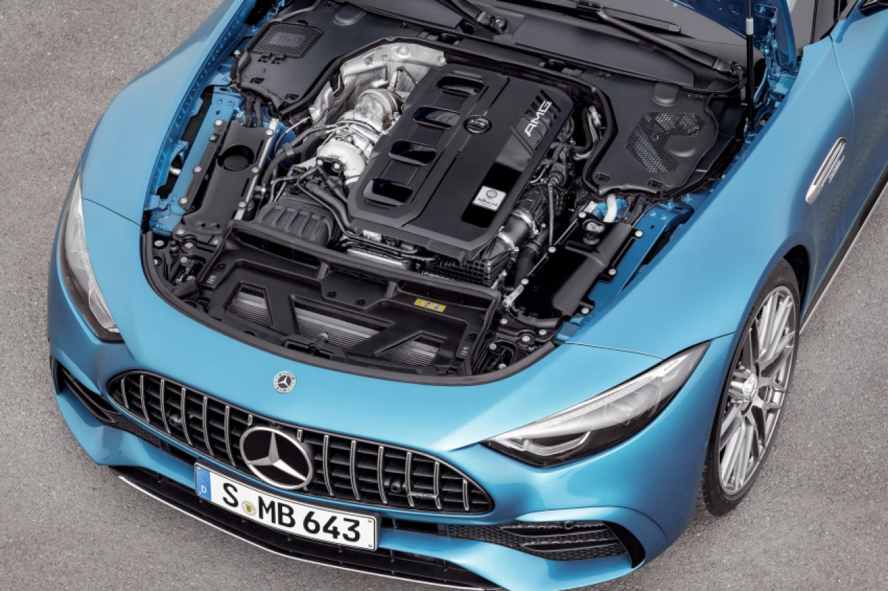 autos, cars, mercedes-benz, mg, mercedes, 2023 mercedes-amg sl 43 debuts with f1-style ‘electric exhaust gas’ turbo