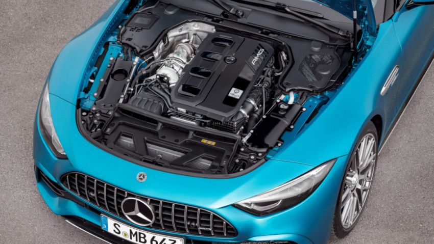 autos, cars, mercedes-benz, mg, convertibles, mercedes, mercedes-amg sl43 revealed with four-cylinder engine and new electric turbo