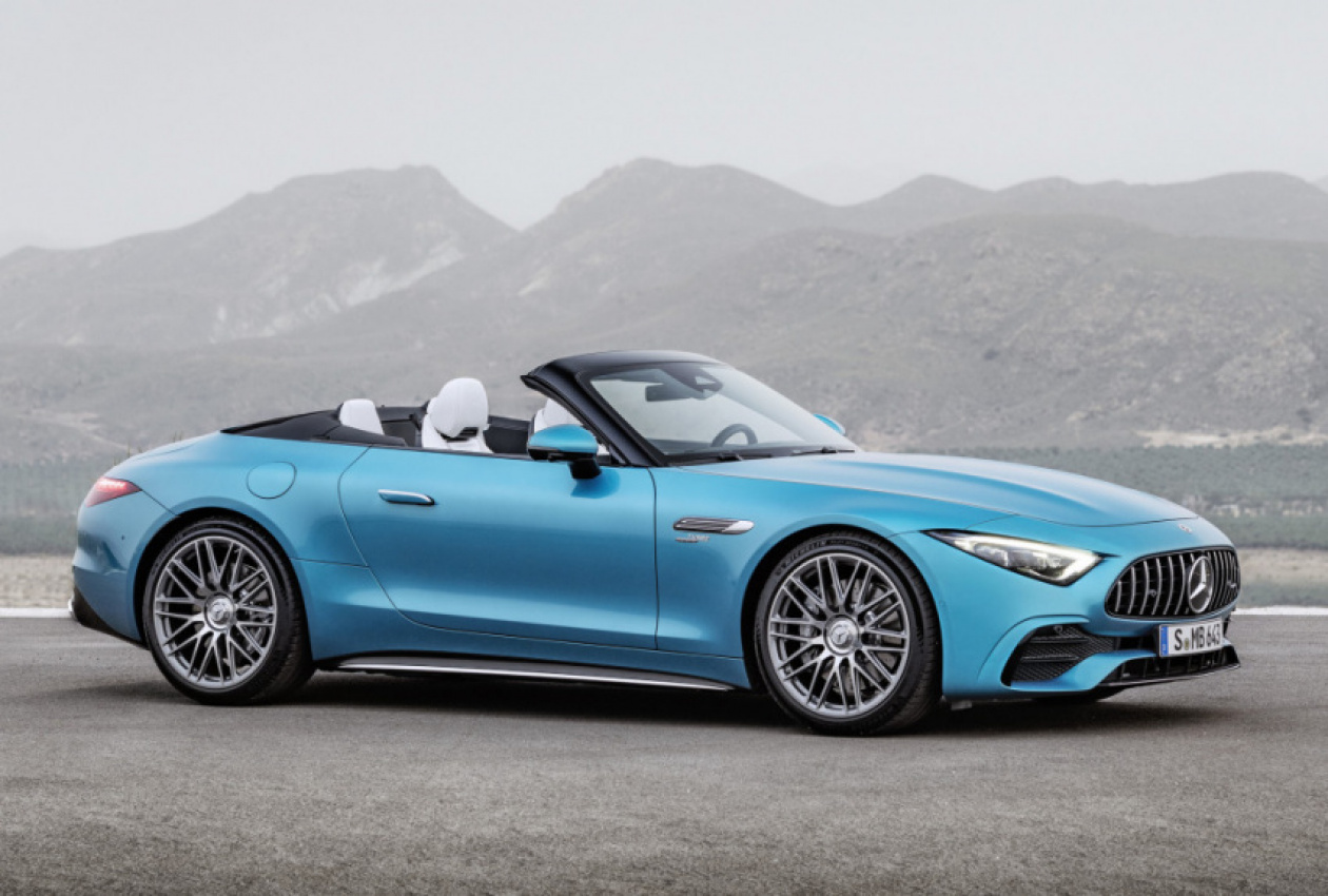 autos, cars, mercedes-benz, mg, convertibles, luxury cars, mercedes, mercedes-benz news, mercedes-benz sl class news, sports cars, mercedes-benz amg sl 43 arrives with 4-cylinder engine, electrified turbo