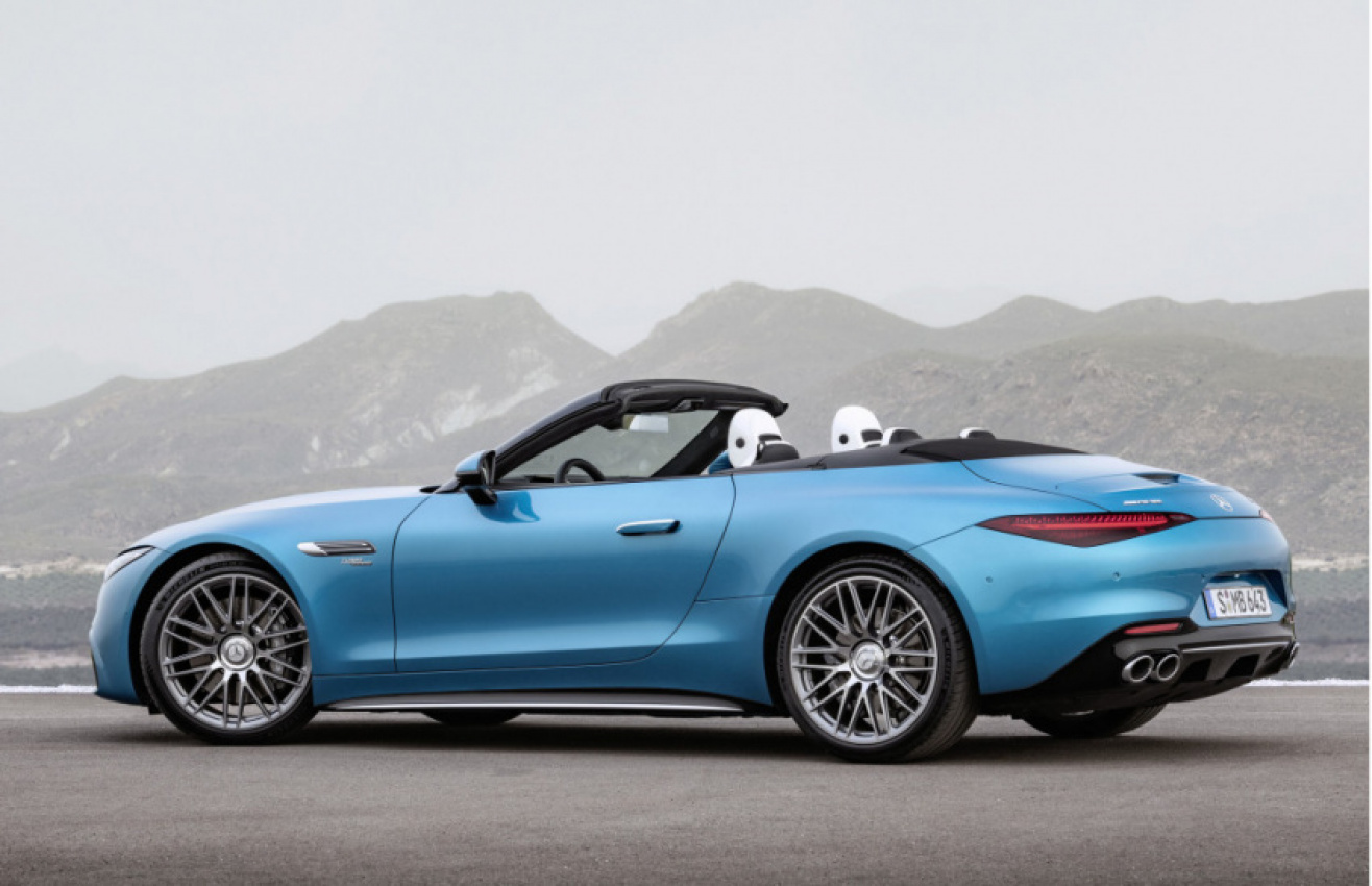 autos, cars, mercedes-benz, mg, convertibles, luxury cars, mercedes, mercedes-benz news, mercedes-benz sl class news, sports cars, mercedes-benz amg sl 43 arrives with 4-cylinder engine, electrified turbo