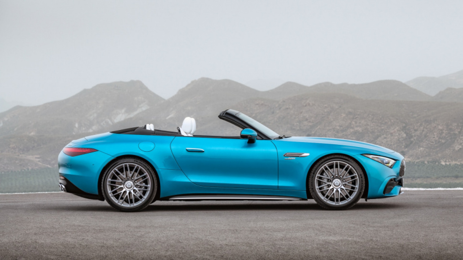 autos, cars, mercedes-benz, mg, news, mercedes, 2023 mercedes-amg sl43 first look: a four-cylinder sports car with f1-derived turbo tech