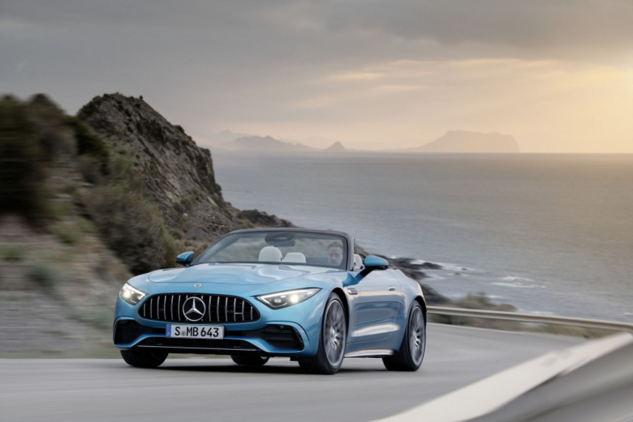 autos, cars, luxury, mercedes-benz, mg, mercedes, mercedes-amg adds f1 electric turbo tech to its sl 43