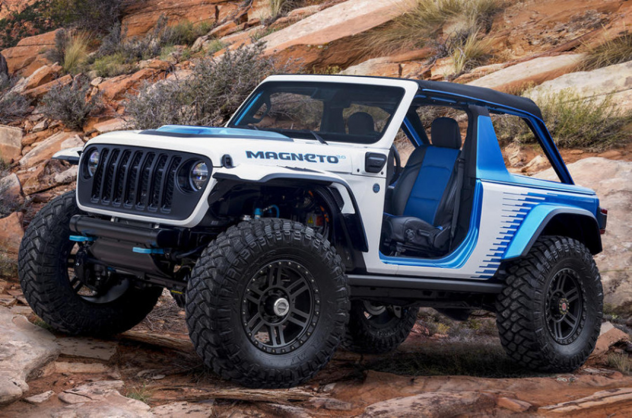 autos, cars, electric vehicle, jeep, car news, jeep wrangler, new cars, wrangler, jeep reveals new wrangler magneto 2.0 at moab easter safari