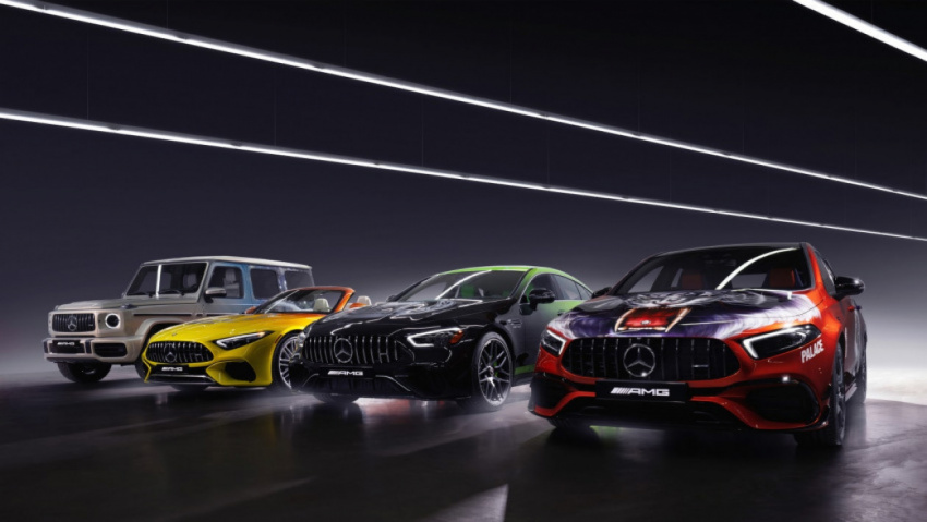 autos, cars, mercedes-benz, mg, mercedes, mercedes-amg teams up with palace skateboards for art cars