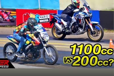 article, autos, cars, honda, a bajaj pulsar ns200 beating a honda africa twin in a drag race? yes, that happened!