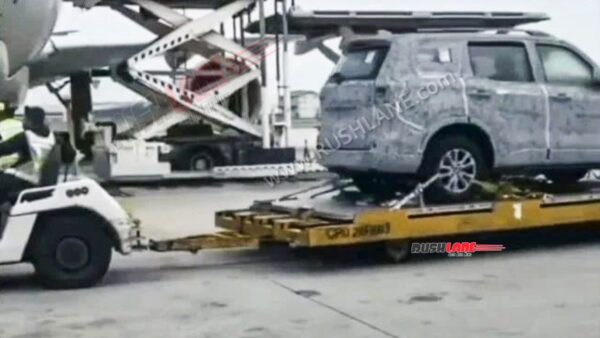 cars, mahindra, reviews, 2022 mahindra scorpio spied at airport – getting loaded on a plane