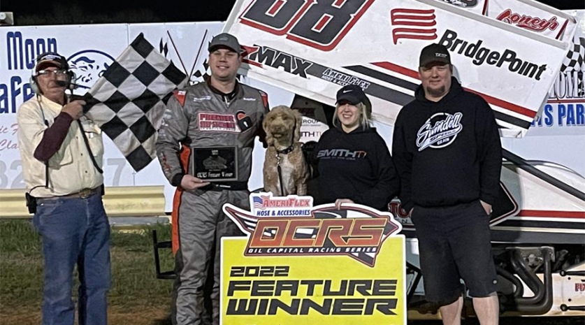 all sprints & midgets, autos, cars, easum turns luck around with ada win