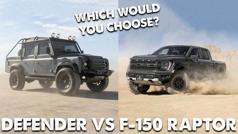 autos, cars, ford, commerce, ford f-150 raptor, land rover, land rover defender, omaze, ford raptor or corvette-powered defender, which would you choose?