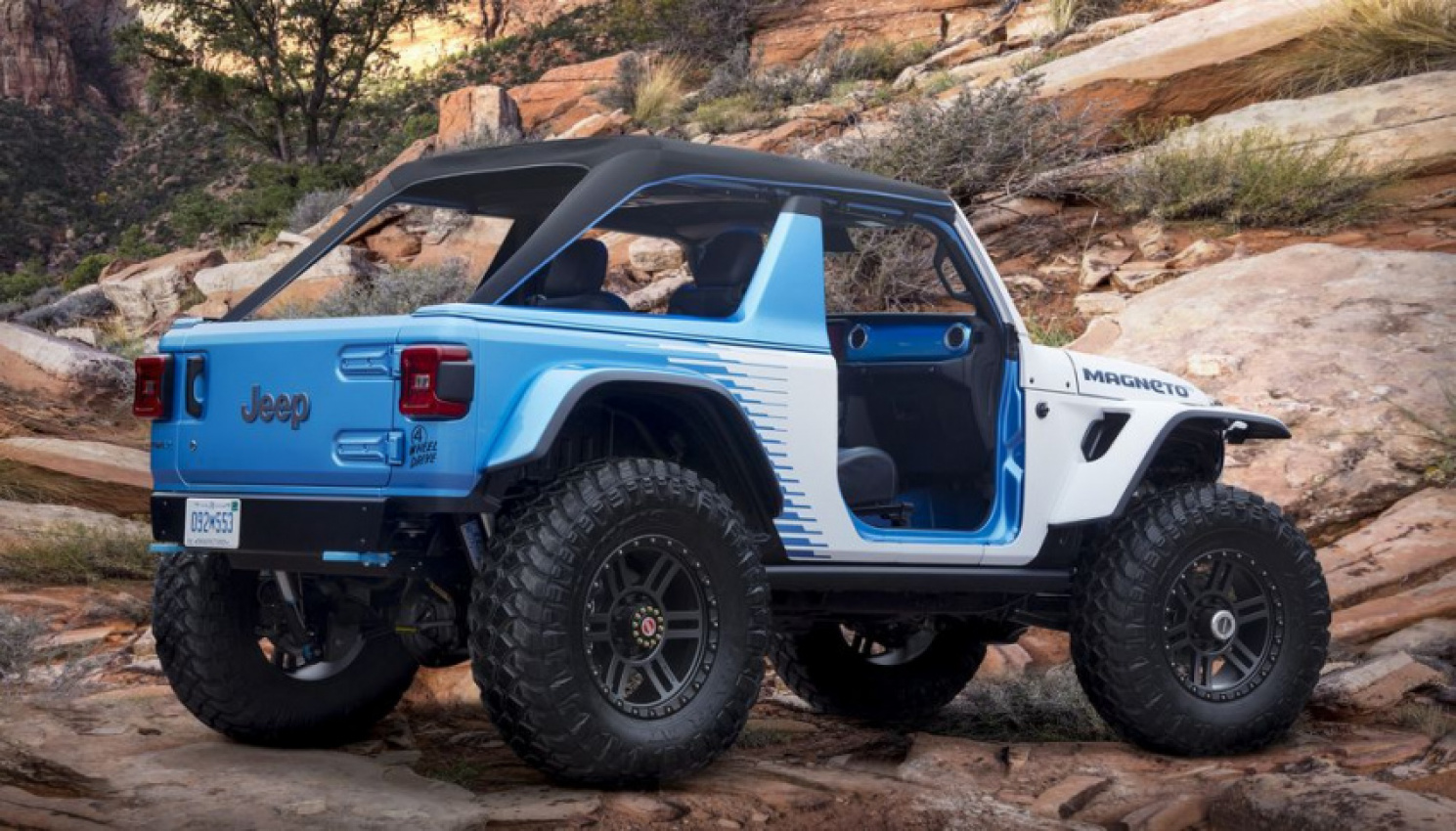 autos, cars, jeep, news, jeep wrangler, wrangler, the jeep wrangler magneto 2.0 is an ev concept that hits 60 mph in 2 seconds
