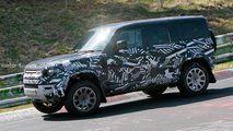 autos, cars, land rover, land rover defender, land rover defender svr spied lapping the nurburgring on three wheels