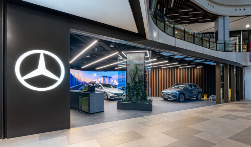 autos, cars, mercedes-benz, bmw i, e-tron, electric vehicles, eq, ev, mercedes, mercedes-benz concept store opens at the great world mall in singapore
