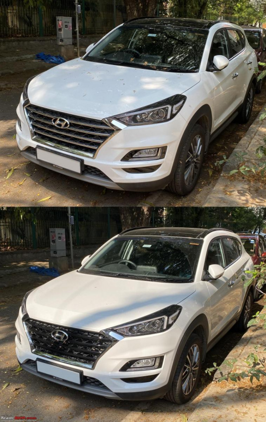 autos, cars, hyundai, hyundai tucson, indian, member content, modifications, tucson, hyundai tucson: dechroming the front grille with a gloss black wrap