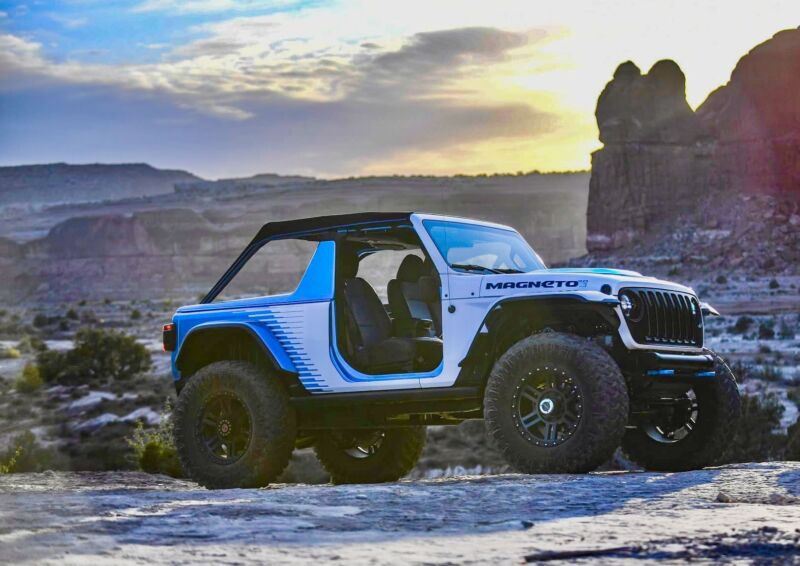 cars, jeep, driving the jeep magneto, an electric concept with a manual transmission