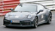 autos, cars, porsche, porsche 911 sport classic spied on the move around the nurburgring
