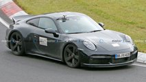 autos, cars, porsche, porsche 911 sport classic spied on the move around the nurburgring
