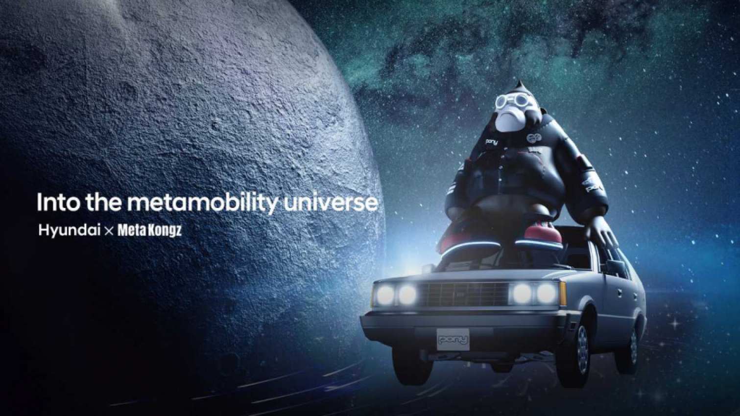 autos, cars, hyundai, hyundai's weird nft ad features a gorilla driving an old pony in space