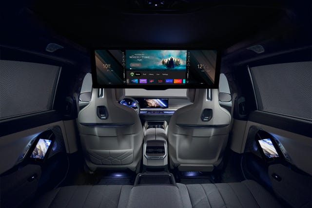 autos, bmw, cars, news, amazon, amazon, the 2023 bmw 7-series has a 31-inch 8k theater touchscreen in its backseat