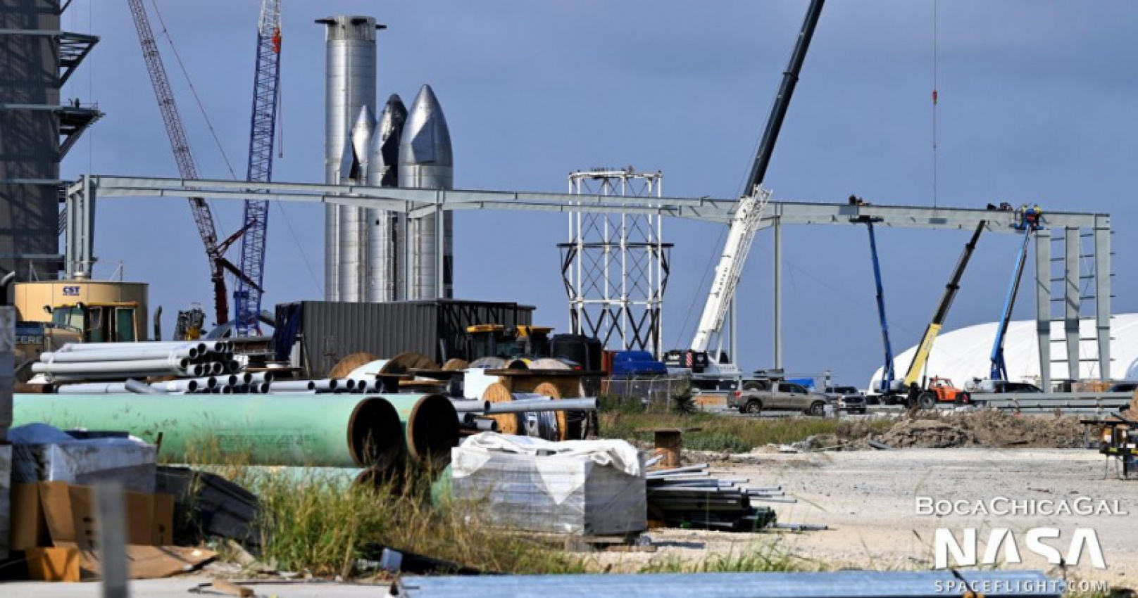 autos, cars, space, spacex, tesla, spacex’s upgraded starship factory begins to take shape in south texas