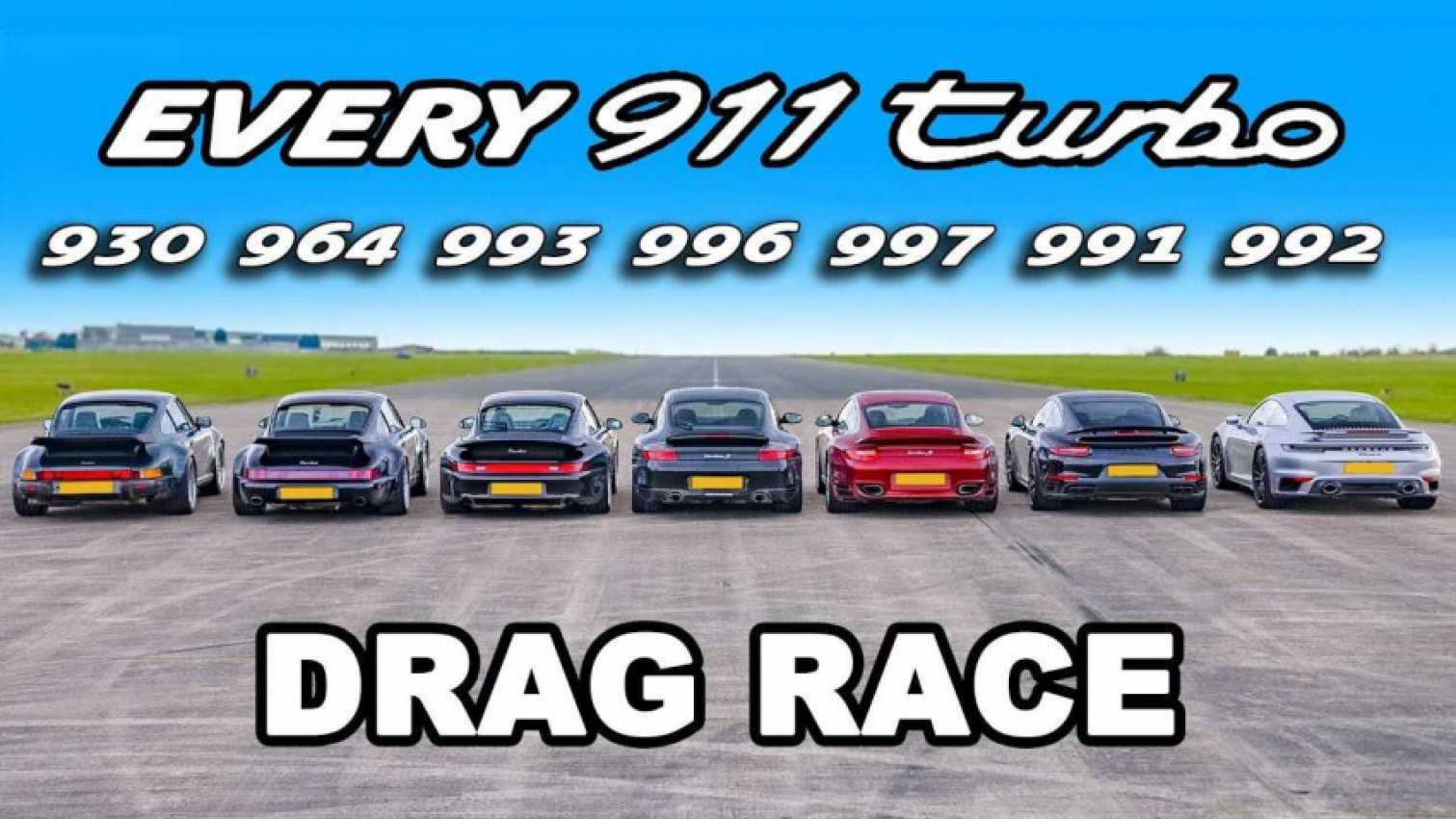autos, cars, porsche, seven generations of porsche 911 turbo fight in drag race