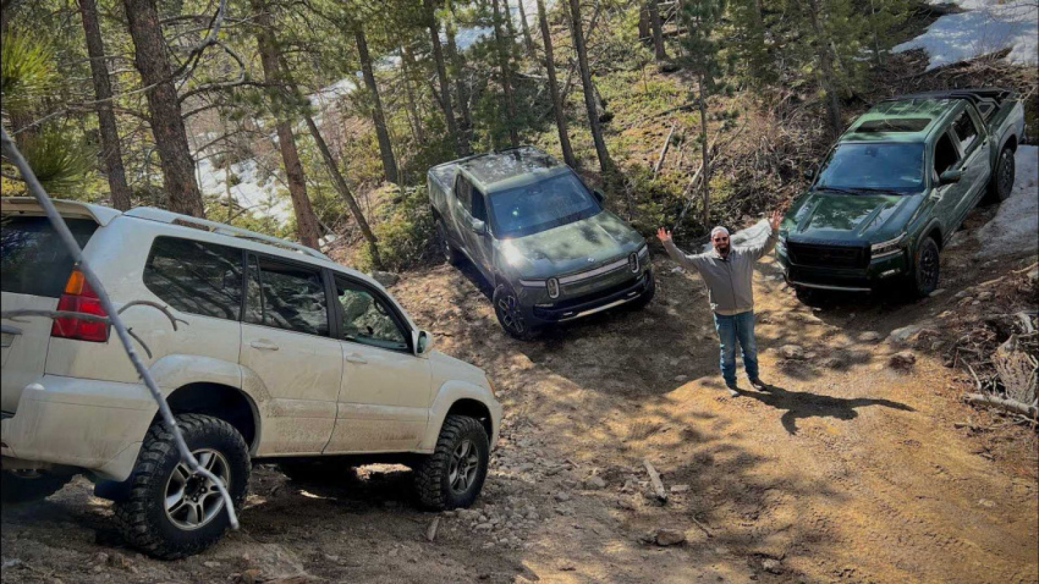 autos, cars, evs, rivian, vnex, rivian r1t hits the colorado trails with some gas-powered rivals
