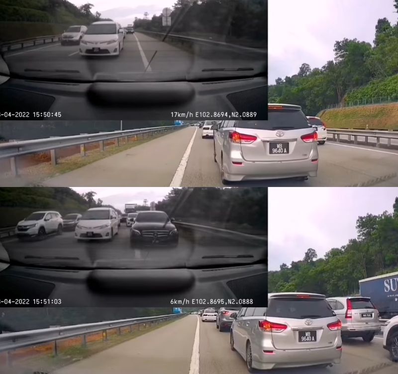 autos, cars, mercedes-benz, mercedes, mercedes-benz e-class driver road rages after being blocked from the emergency lane, who's in the wrong?