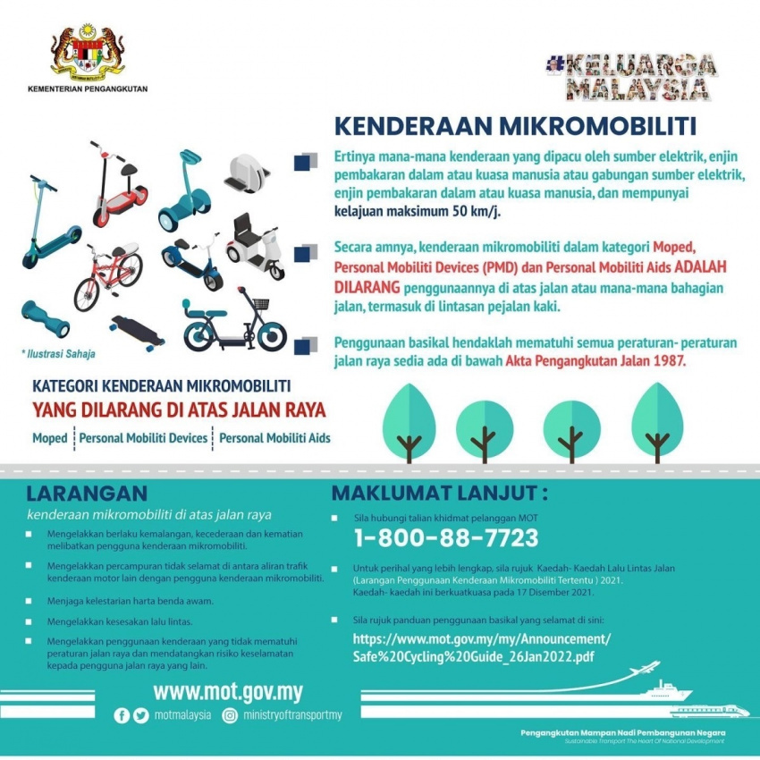 autos, cars, featured, malaysia, mobility, public transportation, three categories of personal mobility banned from public roads