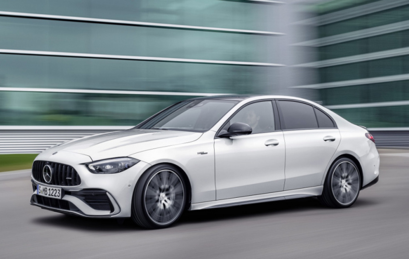 autos, cars, hp, mercedes-benz, mg, luxury cars, mercedes, mercedes-benz c class news, mercedes-benz news, performance, sedans, preview: 2023 mercedes-benz amg c 43 debuts with f1-style turbo, over 400 hp