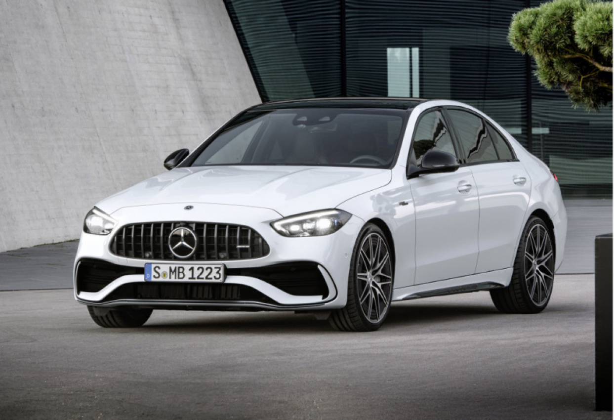 autos, cars, hp, mercedes-benz, mg, luxury cars, mercedes, mercedes-benz c class news, mercedes-benz news, performance, sedans, preview: 2023 mercedes-benz amg c 43 debuts with f1-style turbo, over 400 hp