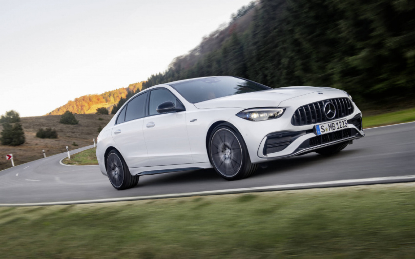 autos, cars, mercedes-benz, mg, mercedes, four-cylinder 2023 mercedes-amg c 43 pushed to 402 horsepower