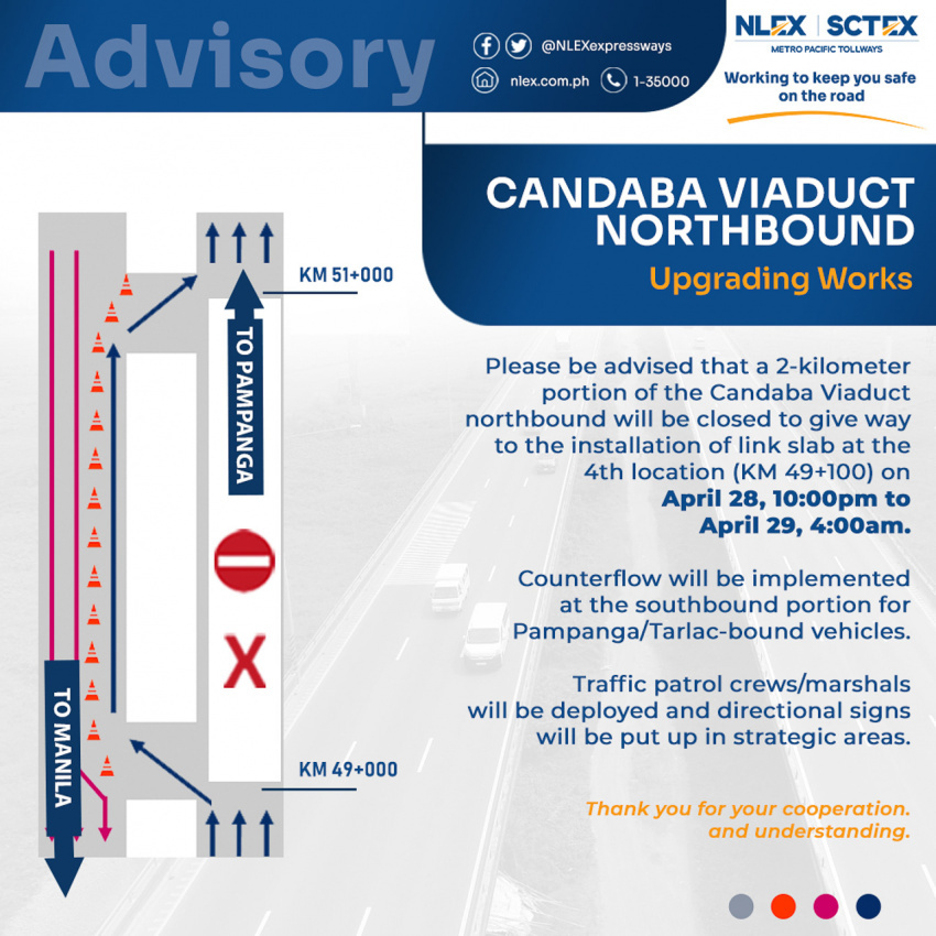 auto news, autos, cars, candaba viaduct, nlex, nlex corporation, north luzon expressway, 2-km segment of nlex candaba viaduct closed later tonight