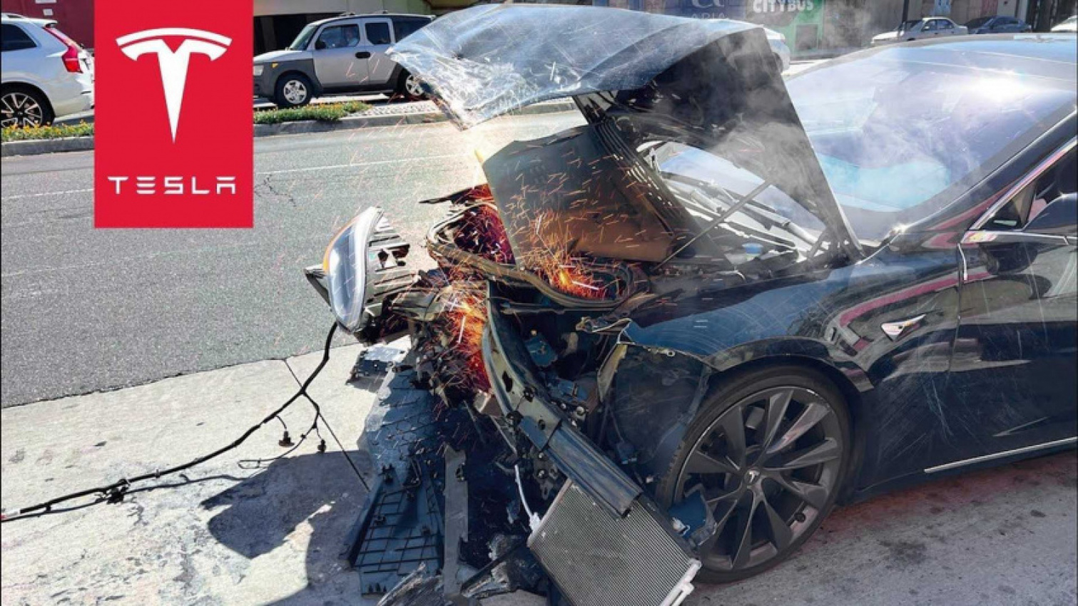 autos, cars, evs, tesla, tesla model s, $100k tesla model s totaled in crash: teslacam footage used as evidence