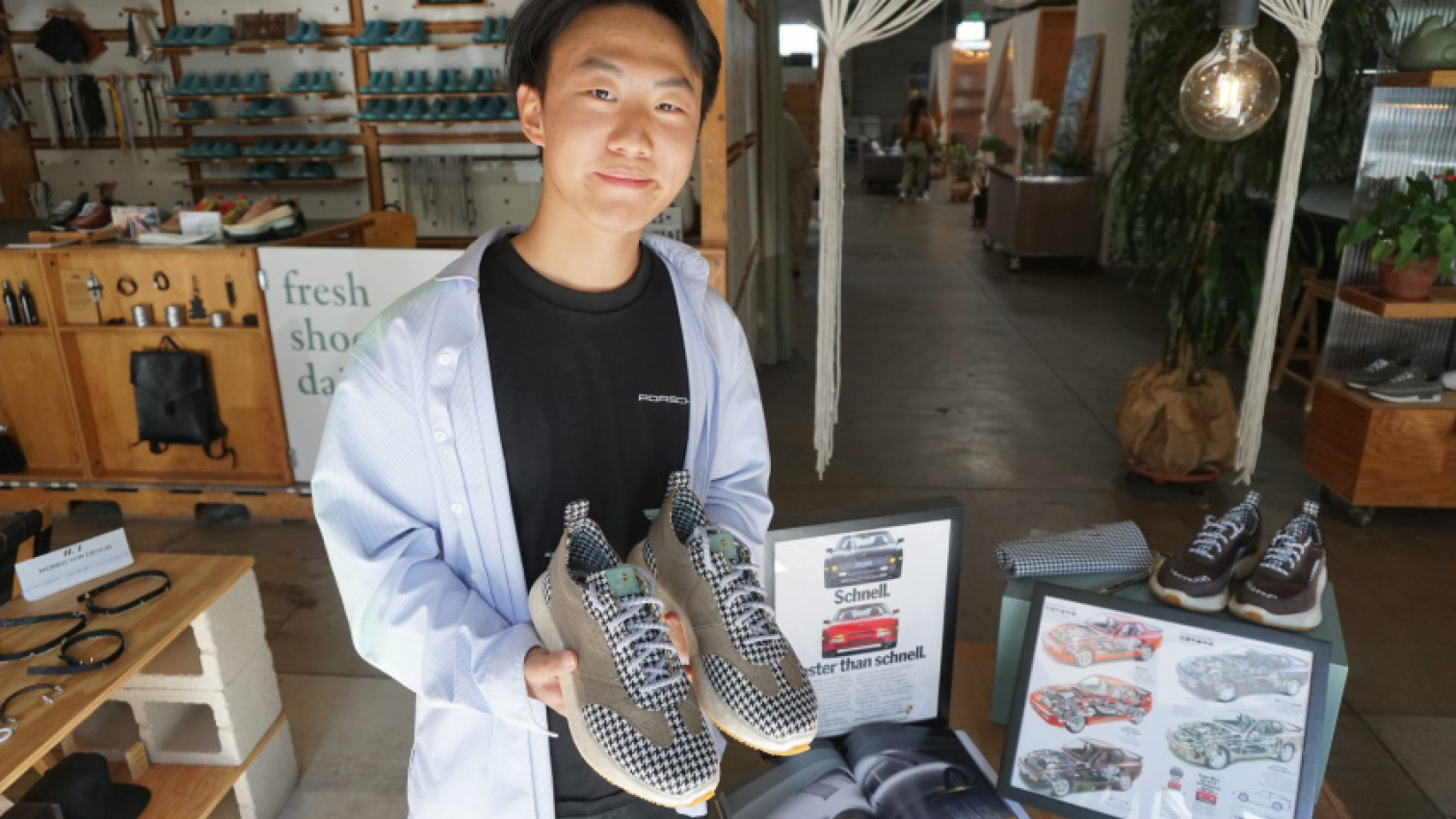 autos, but wait, there's more, car life, cars, design student makes shoes from his 944’s interior fabric and you can, too!