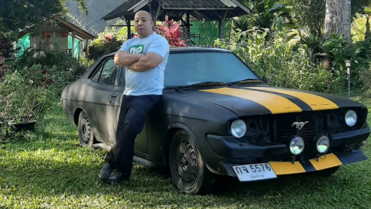 autos, cars, dodge, ford, charger, ford mustang, weird car news, vin diesel look-alike in thailand drives a ‘ford mustang’ disguised as the dodge charger from ‘fast and furious’