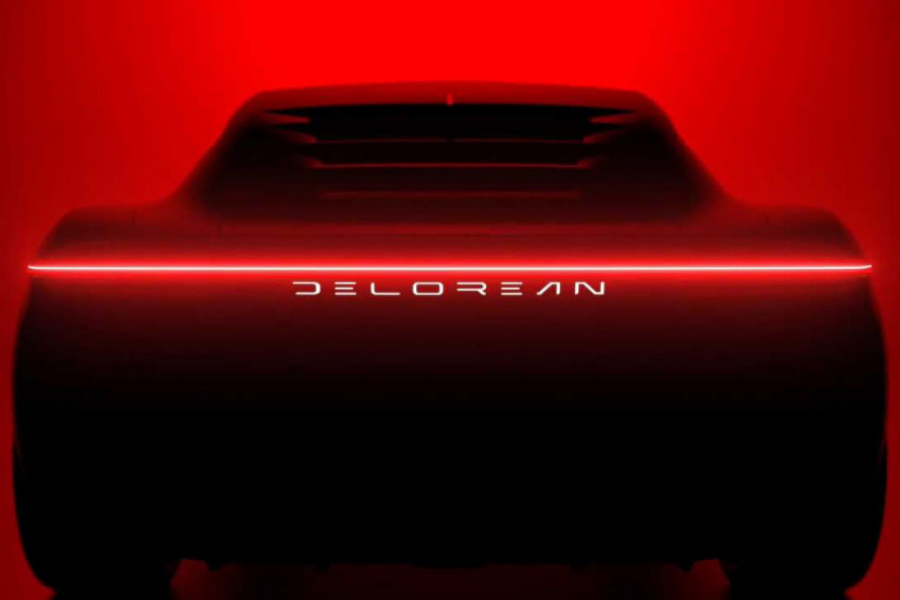 autos, cars, delorean, delorean teases full-width taillight, louvered rear window