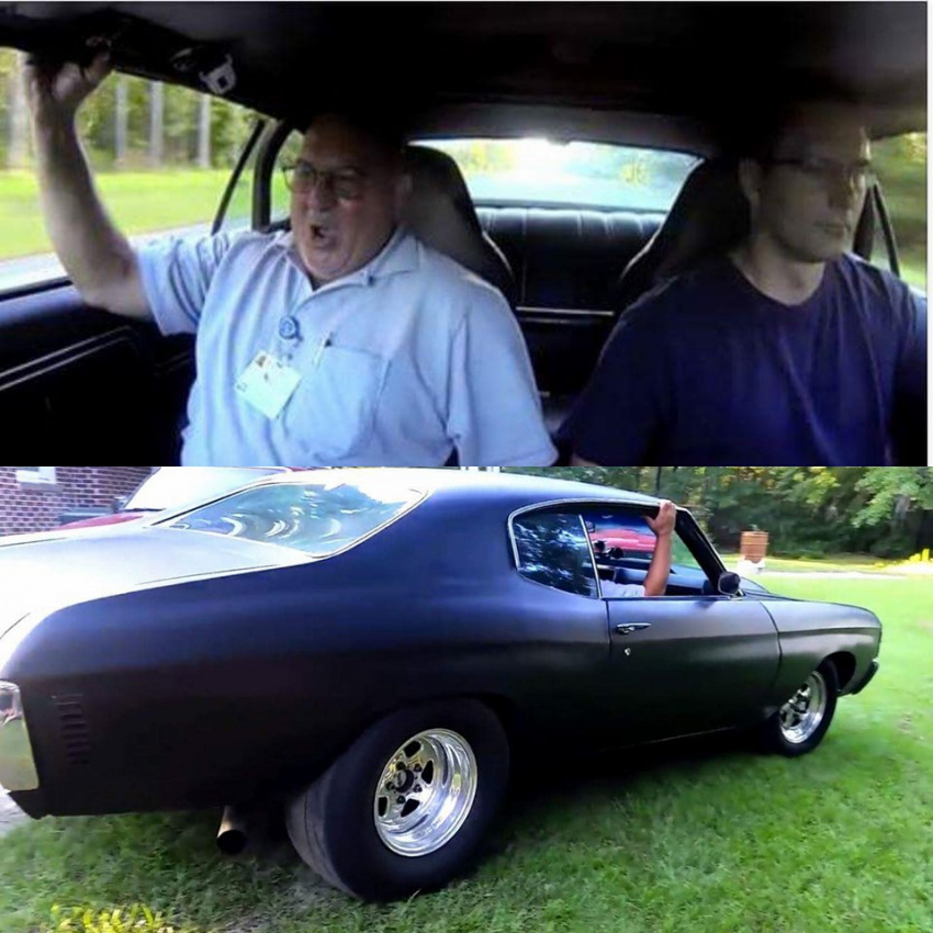 autos, cars, hp, dad goes for a ride in 700hp 505 bbc chevelle… priceless reaction
