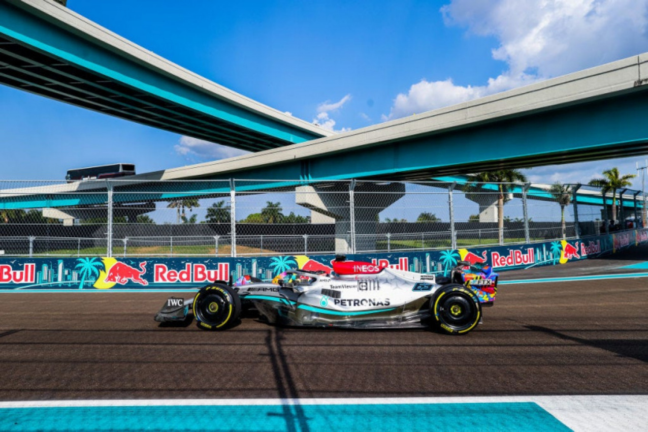 autos, cars, formula one, charles leclerc, f1, george russell, miami grand prix, finally, after the hype, the f1 cars hit miami and there’s a few surprises