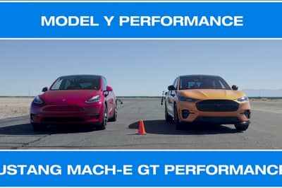 drag race: mustang mach-e gt vs tesla model y performance