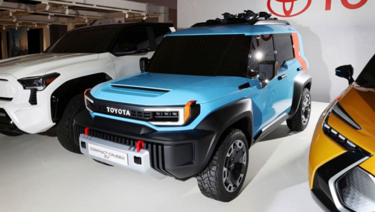 is this the next toyota fj cruiser? new ford bronco and jeep wrangler rival previewed with electric twist during toyota's huge ev announcement