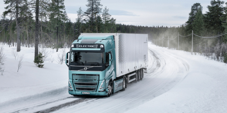 volvo takes the fh electric out for arctic testing