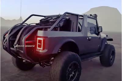 a lifted mahindra thar render that looks apocalypse ready